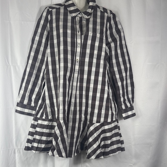 Chic Black and White Checkered Mini Dress - Picture 1 of 7